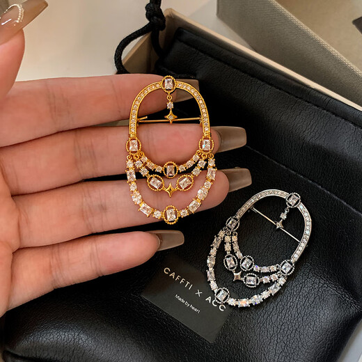 Jingkodi second-hand suit coat sweater brooch feminine high-end exquisite fashion design light luxury niche corsage gold