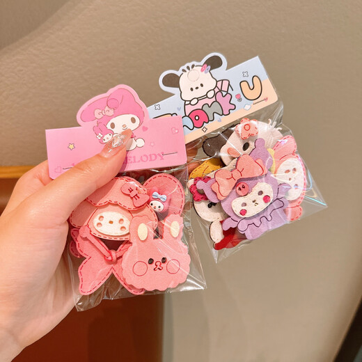 Sanrio Children's Cartoon Velcro for Girls Hair Sorting Artifact for Girls with Side Bangs Hairpins for Baby Hair Accessories Q609 Pink Strawberry Bear