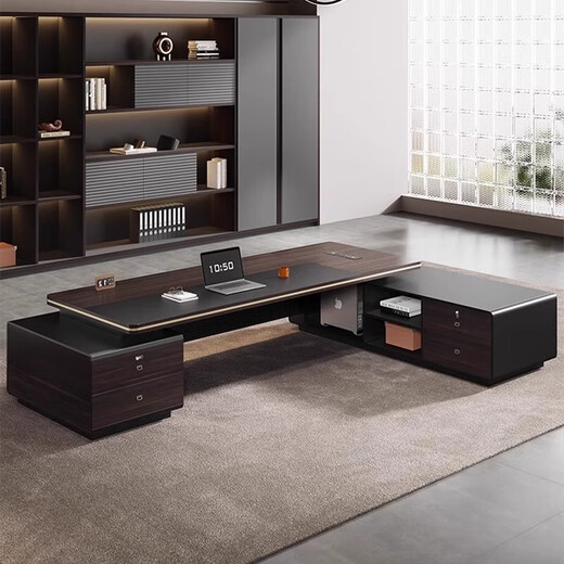 Light luxury boss desk office desk and chair combination simple modern president desk leadership office furniture manager executive desk 2.0m boss table + boss chair + 2.0m bookcase