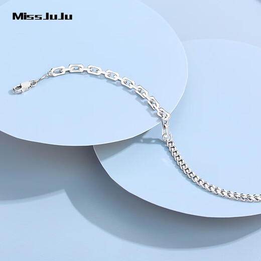 Miss JuJu PT950 platinum bracelet for women, fashionable platinum cross riding whip AB chain body, thick hand jewelry, weight 9.2-9.4g, length 16+3cm
