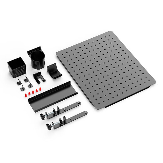 山业 洞洞板置物架 手柄架 耳机支架 配件收纳架 办公桌面屏风隔断架 钢制 夹桌式免打孔 黑色