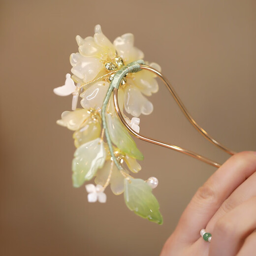 Lingmeng U-shaped hairpin, new Chinese style glazed peony flower hairpin, women's updo hairpin, cheongsam national style accessories, glazed peony flower U-shaped hairpin 1 piece