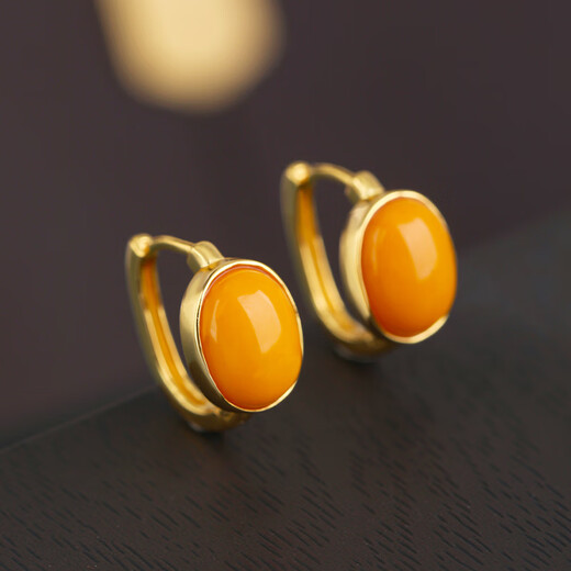 Little Silversmith S925 Silver Beeswax Earrings for Women Chinese Style Egg Face Earrings New Chinese Style Retro Ear Jewelry Chinese Valentine's Day Gift
