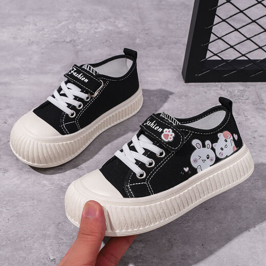 Children's canvas shoes for women 2025 new popular models for men 26-36 soft sole casual breathable Korean style low-top cloth shoes biscuit sole white 27 inner length 17cm