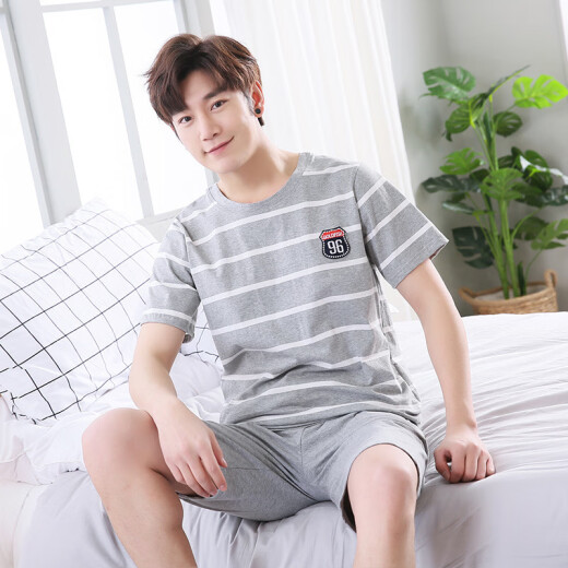 TTPMER Summer Thin Herren Pyjamas Koreanische Version kurzärmelige Heimkleidung Großgröße Fett 9928# (kurzärmelige Shorts) L [95jin [Jin entspricht 0,5 kg] -120jin [Jin gleich 0,5 kg]]