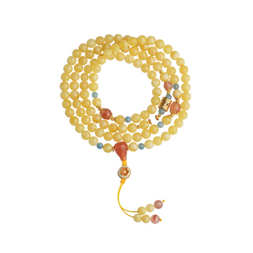 Potala Palace Beeswax Aquamarine Baonan Red 108 Beads Multi-treasure Agate Necklace Bracelet for Men and Women as a Birthday Gift for Girlfriend