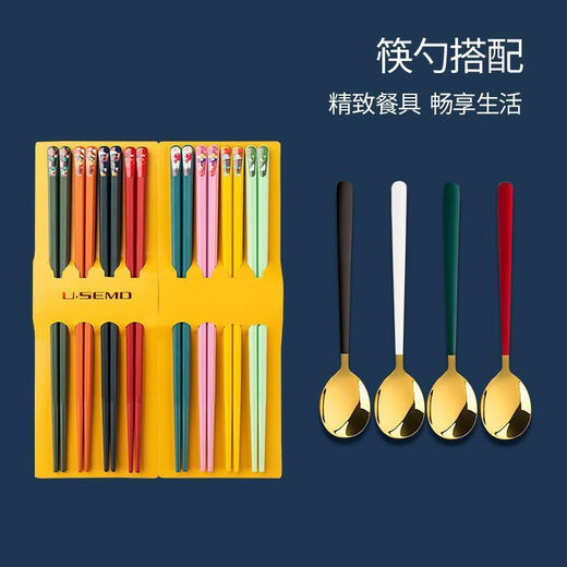 新款十色国潮风合金筷食安筷高档不发霉一人一筷家庭防滑防霉家用 【国潮风合金筷】 5双