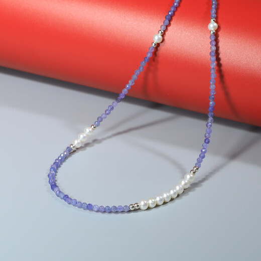 Chishe Yili S925 sterling silver natural aurora pearl tanzanite necklace multi-circle bracelet elegant and fashionable clavicle chain Yili tanzanite necklace 40cm