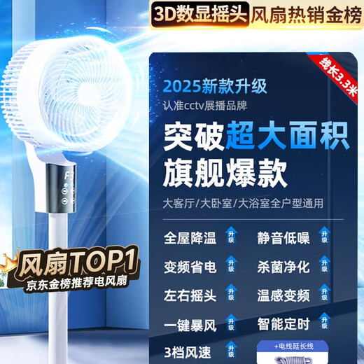 NIYEVN Top Selling 100,000+丨Whole House Cooling Electric Fan Silent Bedroom Ultra-Quiet Air Conditioning Fan Cooling Fan Level 1 Energy Efficiency Household Floor Fan Air Circulation Fan 18H Digital Display Remote Control Dominant Level Air Volume丨16 Drops in Seconds丨Whole House Cooling