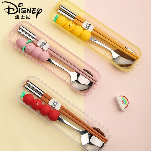 
Disney (Disney) Children's Chopsticks and Spoon Set Primary School Students 6-12 years old to go to school with portable tableware storage box Pineapple stacking [Spoon and Chopsticks Two-piece Set]