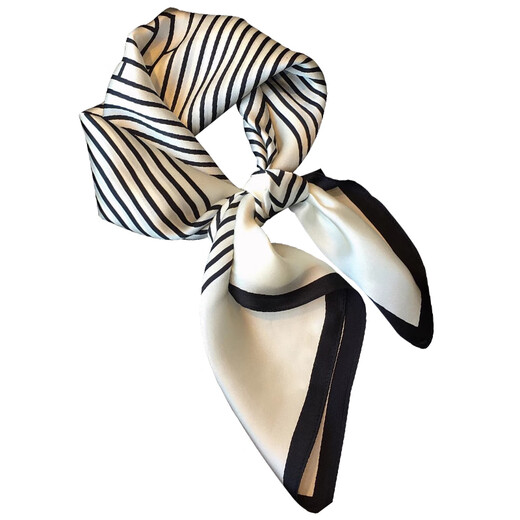Calznklien silk scarf 100% mulberry silk small square scarf fake collar shawl birthday gift for mother leader souvenir off-white striped high-end gift box high-end