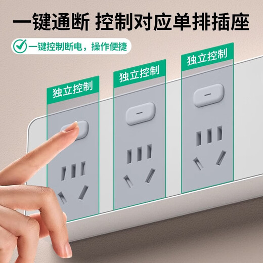 Bull expansion socket branch control plug-in short-line kitchen socket one-turn multi-switch plug-in board wiring board expands 3 sockets independent switch control wire length 20cm