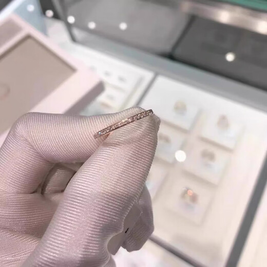 Fat Donglai's same style 18k gold ring Zhou Huanfu K female Au rose gold diamond ring tail ring as a gift for girlfriend. Rose gold diamond plain ring ring No. 8
