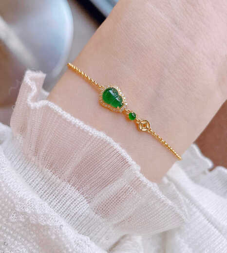 Yadige Ins style 18K gold diamond emerald gourd coin bracelet niche light luxury design exquisite gentle temperament white women