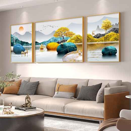 Decorative paintings of the background wall behind the living room sofa 2025 new modern, simple, high-end and light luxury high-end paintings K11972 70*90120*9070*90 hand-made diamond-inlaid aluminum alloy black frame