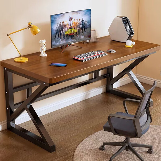 Huixun Jingdong's own brand computer desk study desk e-sports table home desktop desk long table 120*60CM thickened solid wood core classical walnut