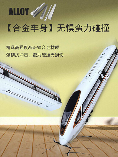 Remote control alloy high-speed rail Fuxing train model simulation Harmony children's train toy electric train boy alloy remote control 3 sections-white