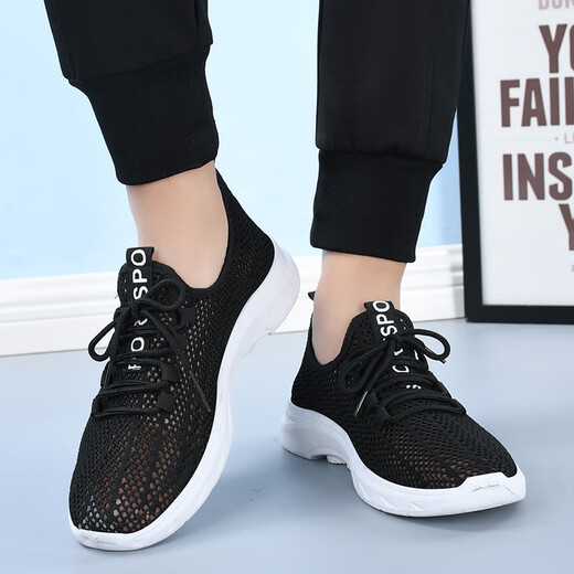 足力健大师春夏季款轻便透气网面男士休闲鞋老北京布鞋防滑软底中 dmW698男黑色 男款 39