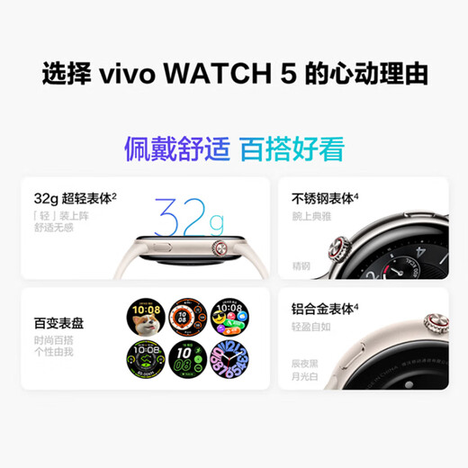 Vivo WATCH 5 Bluetooth version Chenyehei All-weather heart rate and blood oxygen monitoring blood pressure function New Blue River operating system iOS cross-system compatible smart watch