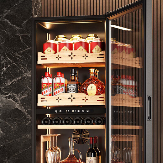 BAIKAILUN wine cabinet constant temperature wine cabinet air-cooled constant temperature moisturizing wine refrigerated storage display cabinet multi-functional household refrigerator sake beer cold bar foreign wine tea cabinet fixed frequency | dual temperature | multi-function | 30 bottles thin model