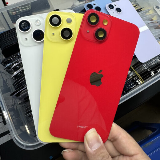 适用于苹果14原装后盖玻璃后总成原拆中框 黑色 +原装防水胶 14原装后盖9新