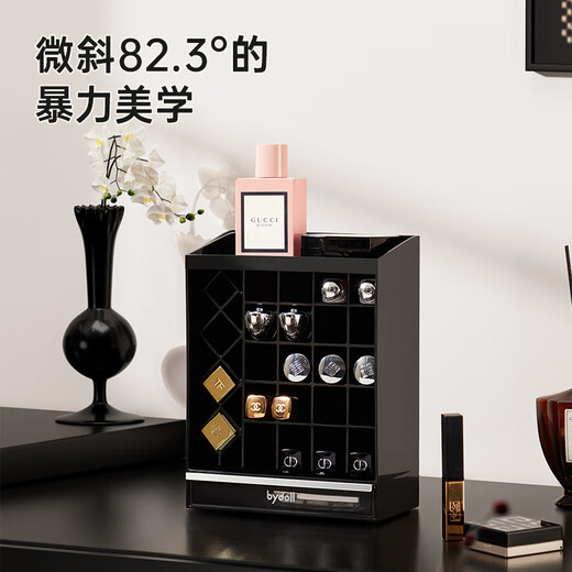 Lipstick storage box desktop high-end cosmetics powder puff lip glaze lip balm dressing table compartment display stand for children lipstick storage box 24 compartments with drawer at the bottom