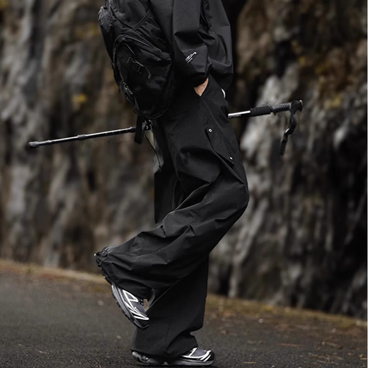 Dingfengbaoluo American outdoor paratrooper overalls men's autumn loose casual pleated design long pants XP01 Xingyao black XL