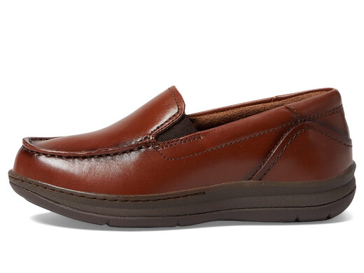 Florsheim children's loafers, leather upper, comfortable and breathable, boys' casual shoes, soft lining, cognac color 11 Little Kid