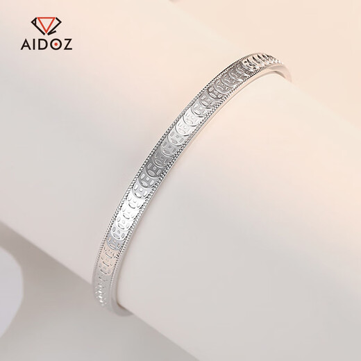 Aido diamond pt950 platinum copper coin bracelet for women platinum lucky round bracelet wide face semi-solid inner diameter 54mm weight 15.32 grams thick about 4.8mm