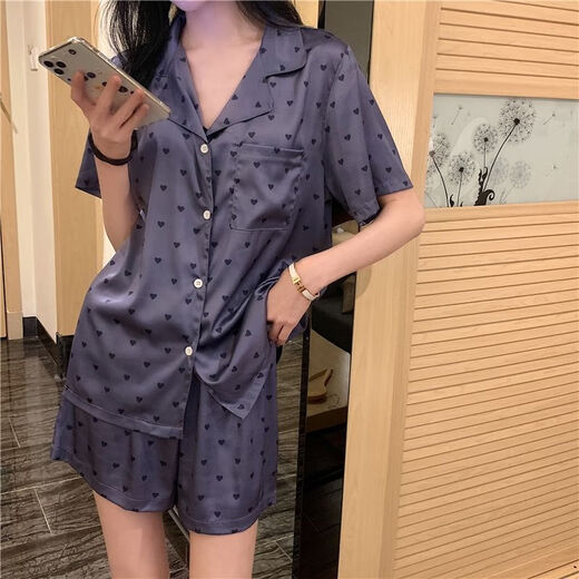 莫代尔冰丝睡衣女生夏季薄款短袖新款爱心感大码夏天家居服套装 #YX-9214 M [75-98]斤