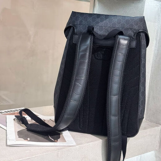 Second-hand 95 new Gucci CCI navy blue with black classic logo backpack men's backpack without accessories