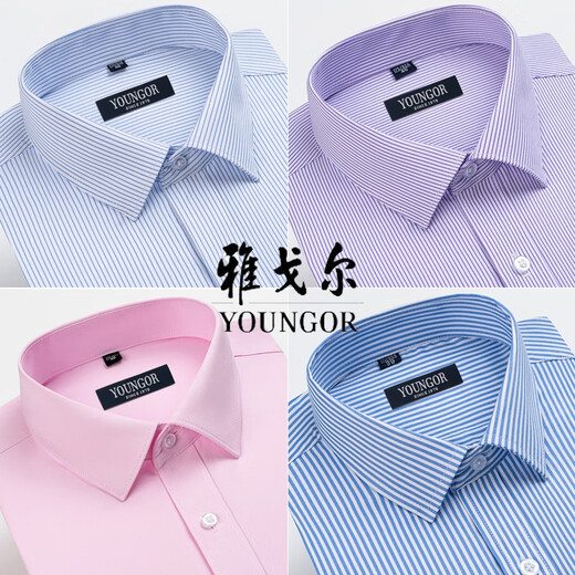 MAYOR Youngor long-sleeved shirt men's 2025 new style pure cotton non-iron middle-aged casual high-end professional formal shirt 6621 38 (recommended 100-115Jin Jin equals 0.5 kg)