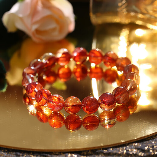 RWTW Collection Grade 7A+ Auspicious Red Glue Flower Tanzania Old Mineral Light Luxury Crystal Good Luck Bracelet Jirui Stone 8mm