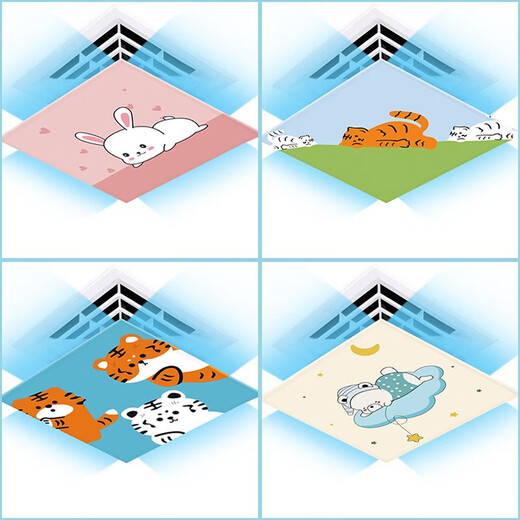Home factory central air conditioning windshield square square anti-heating hot air blowing directly office ceiling machine ceiling air guide hood windshield Dinosaur family 35x35x0.1cm