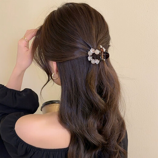 Wanyao's high-end half-tied hair for women with high ponytail grabber fixation artifact 2025 new back of the head hairpin small clip hair accessories camellia grabber 4cm