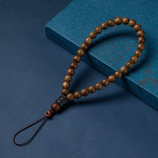 Mrs win (Mrs win) agarwood round bead mobile phone lanyard short wrist rope men's and women's mobile phone chain beads pendant pendant ring style (actual black) A16-309