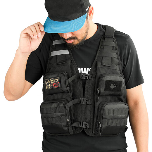 Rhinowalk rhinoceros cycling jersey vest for men summer outdoor sports cycling motorcycle fishing running breathable multi-pocket mesh bag black (water bag not included)