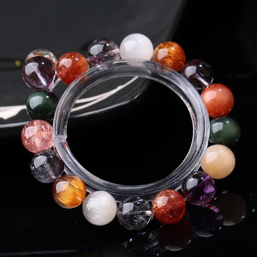 Eternal Symbol Brand Crystal Duobao Bracelet Single Bead Bracelet Seven Gold Strawberry Copper Hair Black Hair Silver Titanium Titanium Crystal Gift for Men and Women Five Elements Customized Duobao Bracelet