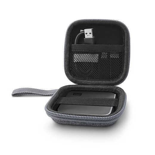 OLYSON适用西部数据移动固态硬盘收纳盒Elements SE保护套WD随行硬盘收纳包新元素U盘超小防水防震便携袋 【气囊减震款】牛津黑12.5×8cm