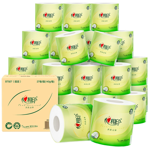 Heart-printed cored roll paper, sanitary napkin, Tea Talk Silk Enjoyment, 4 layers, 140g*27 rolls, full box (packaging alternates between old and new)