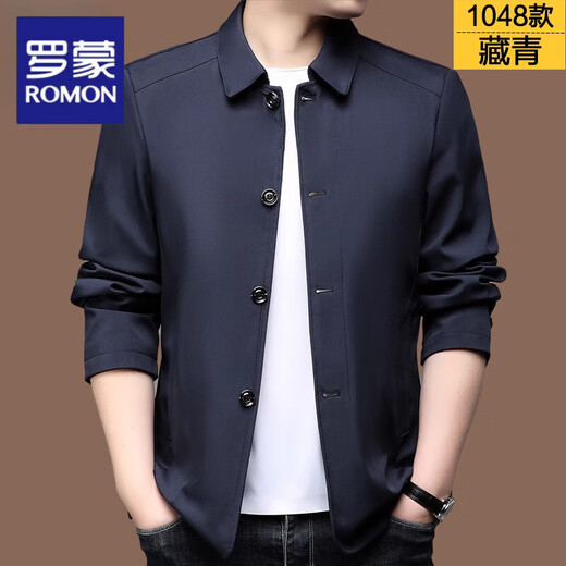 Luo Meng 2025 Spring and Autumn High-end Jacket Men's Middle-aged Business Casual No-Iron Baseball Stand Collar Fashion Jacket Men 1048 - Navy Blue M 170 Recommended 100-115 Jin Jin equals 0.5 kg