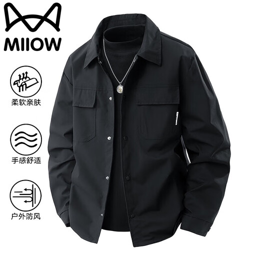 Cat Man Jacket Men's Spring and Autumn Jacket Casual Lapel Retro Workwear Versatile Business Men's Top Black XL