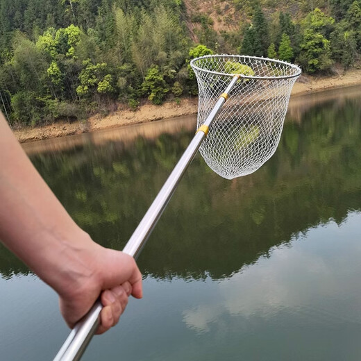 Yunlu stainless steel copy net 3 meters 4 meters 5 meters 6 meters telescopic pole set fishing net bag folding fishing copy net head fishing gear black nano net + white pole 2.5m