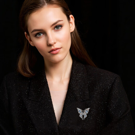 Lie Rui high-end colorful Austrian crystal butterfly brooch women's light luxury high-end temperament corsage brooch blue