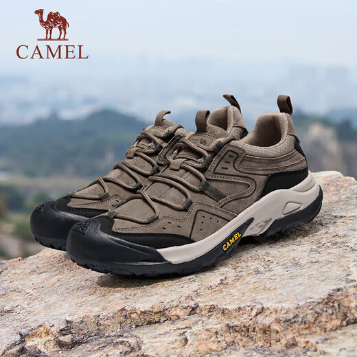 Camel (CAMEL) men's outdoor hiking retro leather casual low-cut hiking shoes G14A342696 Khaki 42