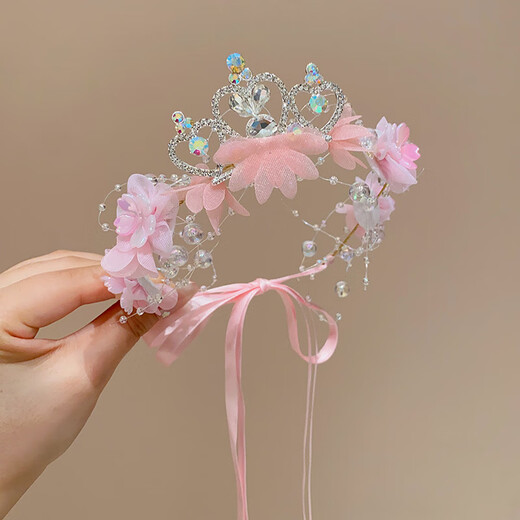 Muyu Fairy Garland Headband Children's Flower Ribbon Accessories Girls Hair Accessories Non-Slip No Hair Damage Headband Little Girls Garland Pink Flower Crown One Pack