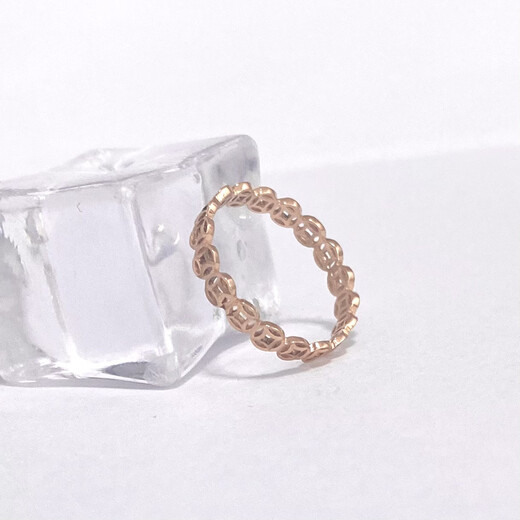 Ally Jewelry 18k gold platinum gold rose gold hollow copper coins to make money soon ladies pair ring tail ring 18K rose gold 15# 1.23g