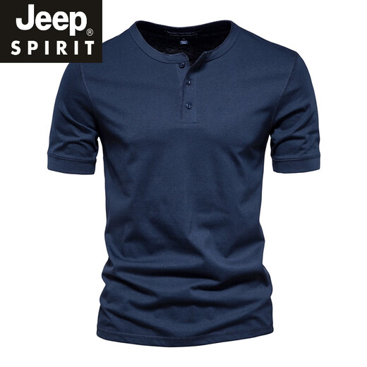 JEEP SPIRIT American retro heavyweight short-sleeved bottoming shirt pure cotton short-sleeved Henry shirt men's fitness tough guy military green T-shirt half-sleeve P802 military green 3XL (190-200Jin Jin equals 0.5 kg)