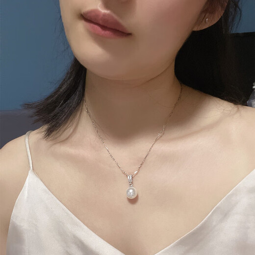 Allied shell freshwater pearl pendant necklace s925 sterling silver temperament single shell bead necklace Korean women's versatile jewelry white shell beads (excluding chain) 10-10mm