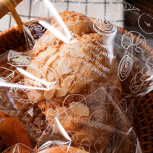 Ten-color life bread packaging bag ziplock bag toast baking self-adhesive transparent donut cake bagel packaging small steamed bun bag 21x15cm large bakery ziplock bag (2 styles mixed and matched) 50 pieces